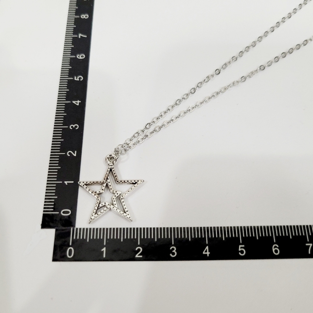 Brand New Silver Double Stars Necklace - Picture 8 of 8